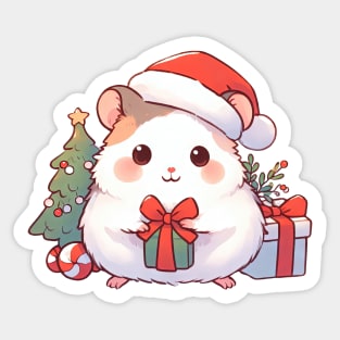 Cute Christmas Hamster Sticker